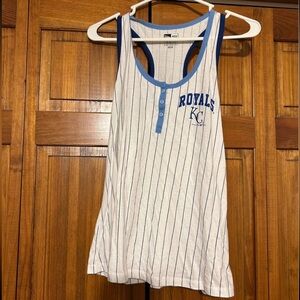 New Era White and Blue Striped Tank Top - KC Royals